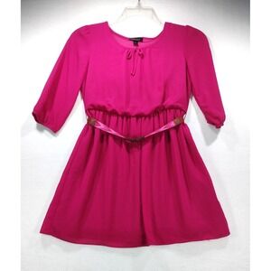 Amy's Closet Pink Tie‎ Neck Bow Back Mini Dress with Belt Size 12 Fuchsia